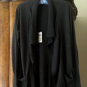 Gap Gray Ribbed Cardigan with Pockets NWT